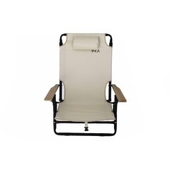 Πτυσσόμενη Καρέκλα Παραλίας Αλουμινίου INCA Ασπρο/Μπεζ με Ανάκλιση 5 θέσεων