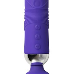 12-Speed Blue Thrusting Dildo with Clitoral Stimulator-thumb-3