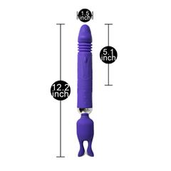 12-Speed Blue Thrusting Dildo with Clitoral Stimulator-thumb-5