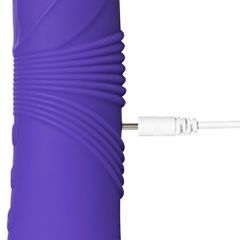 12-Speed Blue Thrusting Dildo with Clitoral Stimulator-thumb-4