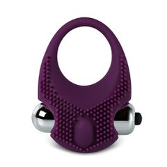 Purple Color Silicone Vibrating Cock Ring with Clitoral Stimulat