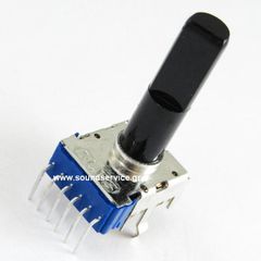 12mm STEREO 10KB ΠΟΤΕΝΣΙΟΜΕΤΡΟ ΠΕΡΙΣΤΡΟΦΙΚΟ ΠΛΑΚΕΤΑΣ 6-PIN ΑΞΟΝΑΣ 21mm FLAT ΚΛΙΚ CENTER