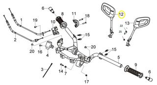 Καθρέφτης Δεξίς Μαύρος Σιδερένιο Μπράτσο Sym Citycom.300 2008-2011 88110-LEA-000