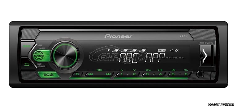 Pioneer MVH-S120UBG 1-DIN receiver with green illumination, USB and compatible with Android devices.