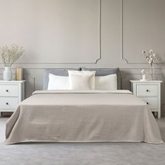 Κουβέρτα μονή Jacquard διαστάσεων 170x270cm στο χρώμα της άμμου