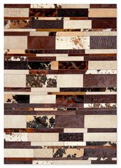 Δερμάτινο Χειροποίητο Χαλί Skin Stripes Multy Beige-Brown - 200x300