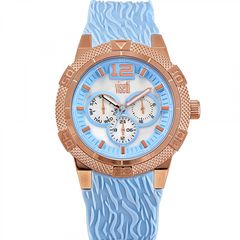 VISETTI Aquaterra Ladies Multi Rose Gold Light Blue Silicone Str PE-756RT Ανοξείδωτο Ατσάλι