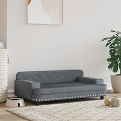 vidaXL Κρεβάτι Σκύλου Σκούρο Γκρι 90 x 53 x 30 εκ. Βελούδινο
