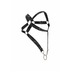 DNGEON Cross Cockring Harness O/S GREY-thumb-1