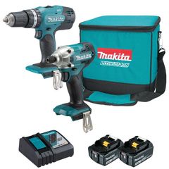 Makita DLX2336X - Σετ κρουστικό δραπανοκατσάβιδο DHP453 (42Νm), το παλμικό δράπανο DTD156 (155Nm), 2 μπαταρίες 18V/3.0Ah, ταχυφορτιστή και βαλίτσα υφασμάτινη