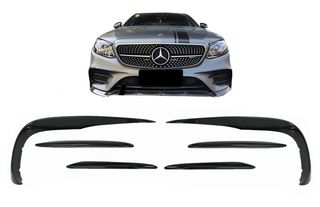 Front Bumper Splitters Fins Aero suitable for Mercedes E-Class W213 S213 C238 A238 Sport Line E53 (2016-2020) Piano Black