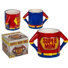 Κούπα 'Super Mom' 500ml Κόκκινο/Μπλε Κεραμικό 18x11cm