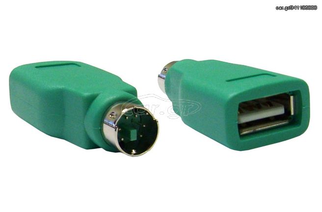 POWERTECH αντάπτορας USB 2.0 θηλυκό σε PS2 αρσενικό CAB-U021, πράσινος