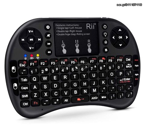 RIITEK ασύρματο πληκτρολόγιο Mini i8+ με touchpad, backlit, 2.4GHz