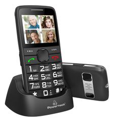 POWERTECH κινητό τηλέφωνο Sentry Eco V2, dual SIM, πλήκτρο SOS, μαύρο