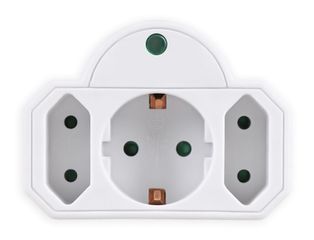 POWERTECH αντάπτορας ρεύματος PT-816 με προστασία υπέρτασης, 1x schuko, 2x euro, 16A, λευκός