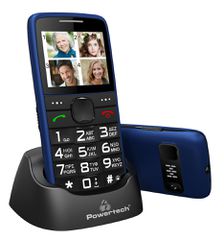 POWERTECH κινητό τηλέφωνο Sentry Eco V2, dual SIM, πλήκτρο SOS, μπλε