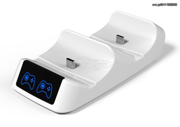 ROAR βάση φόρτισης gamepad RR-0019 για 2x PS5 DualSense, λευκή