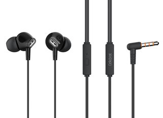 CELEBRAT earphones με μικρόφωνο G21, 3.5mm σύνδεση, Φ12mm, 1.2m, μαύρα