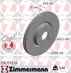 Δισκόπλακα ZIMMERMANN 250137220 για Ford Focus Station Wagon 2000cc ST 250ps 2012