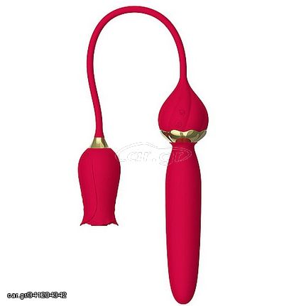 10-Speed Red Color Silicone Rose Vibrator with Thrusting Vibrato