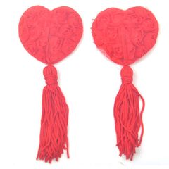 Red Lace Rose Nipple Tassels