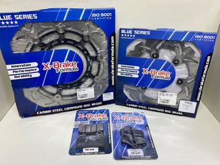 ΔΙΣΚΟΠΛΑΚΑ ΕΜΠΡΟΣ + ΠΙΣΩ ΣΕΤ  X-BRAKE STX74F-FLO-W YAMAHA XTX660 + ΤΑΚΑΚΙΑ ΣΕΤ ΕΜΠΡΟΣ ΠΙΣΩ XBRAKE FORMULA 