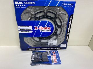 ΔΙΣΚΟΠΛΑΚΑ ΕΜΠΡΟΣ X-BRAKE STX74F-FLO-W YAMAHA XTX660 + ΤΑΚΑΚΙΑ ΕΜΠΡΟΣ XBRAKE FORMULA