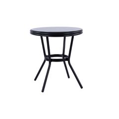 ΤΡΑΠΕΖΙ ΑΛΟΥΜΙΝΙΟΥ MOSES Φ70 BAMBOO LOOK HM5532.02 ΜΑΥΡΟ ΜΕ ΓΥΑΛΙ Φ70X76 εκ
