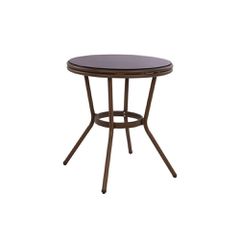 ΤΡΑΠΕΖΙ ΑΛΟΥΜΙΝΙΟΥ MOSES Φ70x76 εκ. BAMBOO LOOK HM5532.03 ΚΑΦΕ ΜΕ ΓΥΑΛΙ
