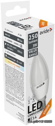 Avide LED Κερί 3W E14 Λευκό 4000K Value