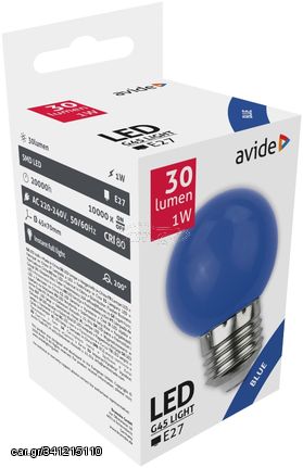 Avide LED Διακοσμητική Λάμπα G45 1W E27 Μπλέ