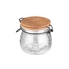 Αποθήκευσης Acacia γυάλινο χωρητικότητας 500ml με καπάκι κλιπ