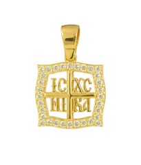 Μενταγιόν Σταυρός σε χρυσό Κ14 με λευκά ζιρκόνια 11614