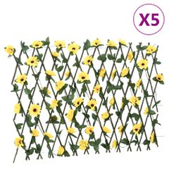 vidaXL Καφασωτό Επεκτεινόμενο 5 Τεμ. Κίτρινο 180x60εκ. Τεχνητός Κισσός