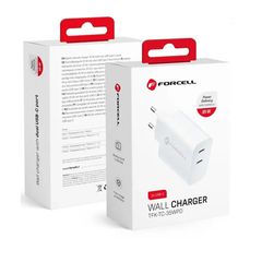 Forcell Travel Charger με 2 USB type C sockets - 3A 35W με PD και Quick Charge 4.0