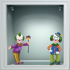 Αποκριάτικο Αυτοκόλλητο - Clown (Σετ 2 αυτοκόλλητα)-50cm x 42cm