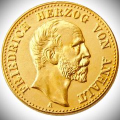 Γερμανικό χρυσό νόμισμα Λίρα επίχρυση 22Κ για συλλέκτες ετος 1896 -1901 10 Μάρκα Mark  Anhalt-Dessau Friedrich I