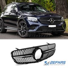 Μάσκα Εμπρός MERCEDES GLC X253/C253 (2016-2019) look Diamond Χρώμιο/Μαύρο