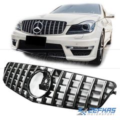 Μάσκα Εμπρός MERCEDES C-Class W204 (2007-2015) look GT Panamericana Χρώμιο/Μαύρο