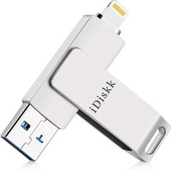 IDISKK MFI Certificated 64G 2-in-1 Lightning + USB 3.0 High Speed Metal Rotating U-Disk Flash Driver for iPhone iPad MacBook