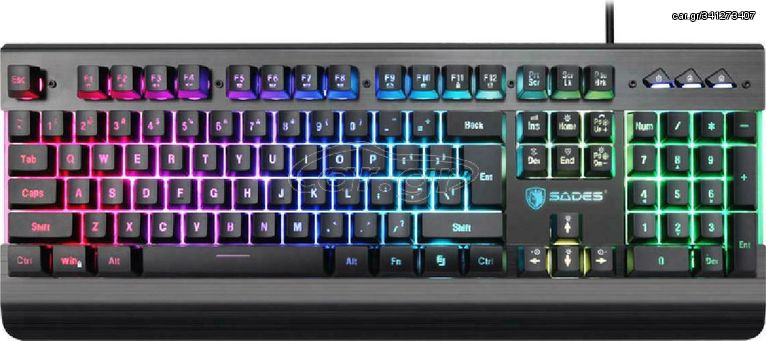 Sades Multimedia Gaming Keyboard Neo Whistle RGB USB-Black-US Πληκτρολόγιο Ενσύρματο Αγγλικό SA-KB105