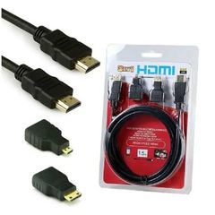ARTSOUND 3D1.4V HDMI Cable 1.5m 3 in 1 Mini/Micro HDTV - ArtSound and Lights