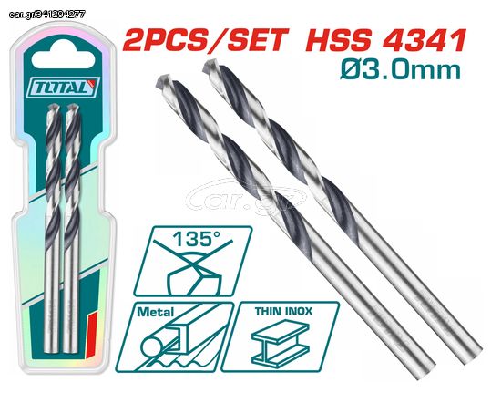 TOTAL ΕΠΑΓΓ. ΤΡΥΠΑΝΙ HSS DIN4341 3mm 2τεμ (TAC1200034)