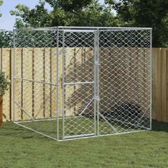 vidaXL Κλουβί Σκύλου Εξωτερ. Χώρου Ασημί 2x2x2 μ. Γαλβανισμένο Ατσάλι