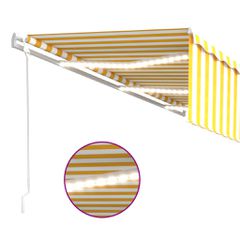 vidaXL Τέντα Αυτόματη με Σκίαστρο/LED/Αισθ. Ανέμου Κίτρινο/Λευκό 6x3 μ-thumb-4