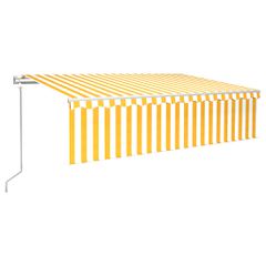 vidaXL Τέντα Αυτόματη με Σκίαστρο/LED/Αισθ. Ανέμου Κίτρινο/Λευκό 6x3 μ-thumb-1