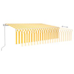 vidaXL Τέντα Αυτόματη με Σκίαστρο/LED/Αισθ. Ανέμου Κίτρινο/Λευκό 6x3 μ-thumb-3