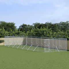 vidaXL Κλουβί Σκύλου Εξωτερ. Χώρου Ασημί 4x16x2 μ. από Γαλβαν. Ατσάλι