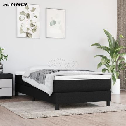 vidaXL Κρεβάτι Boxspring με Στρώμα Μαύρο 90x190 εκ.Υφασμάτινο